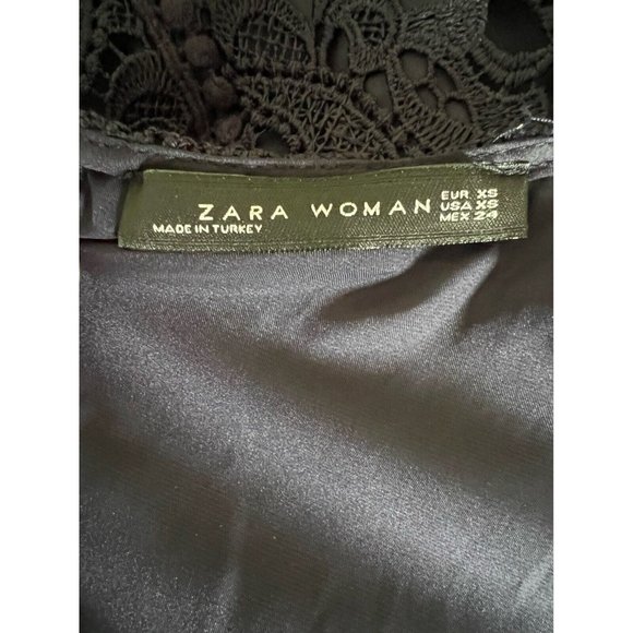 Zara Women's Dress Navy Blue Lace Short Sleeves Scalloped Hem Size XS - Picture 4 of 12